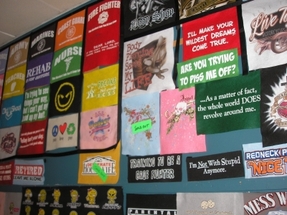 T-shirts on wall